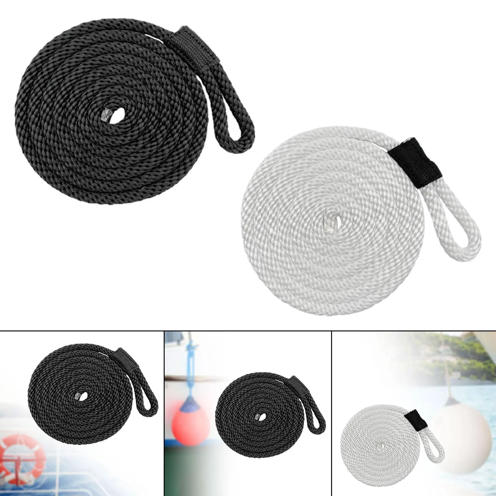 حبل قارب على شكل خط حاجز القارب، نهاية مخفوقة من النايلون عالي القوة، 3/8 بوصة 6.56 قدم، ربطة عنق مقاومة للتآكل، خط قاعدة توصيل