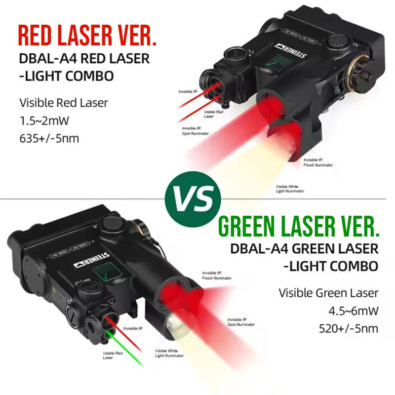 Imagem -02 - Tático Dbal Visando Laser com Feixe Duplo Luz Spot Infravermelho Iluminador de Inundação Visable Vermelho Verde Dbal a4