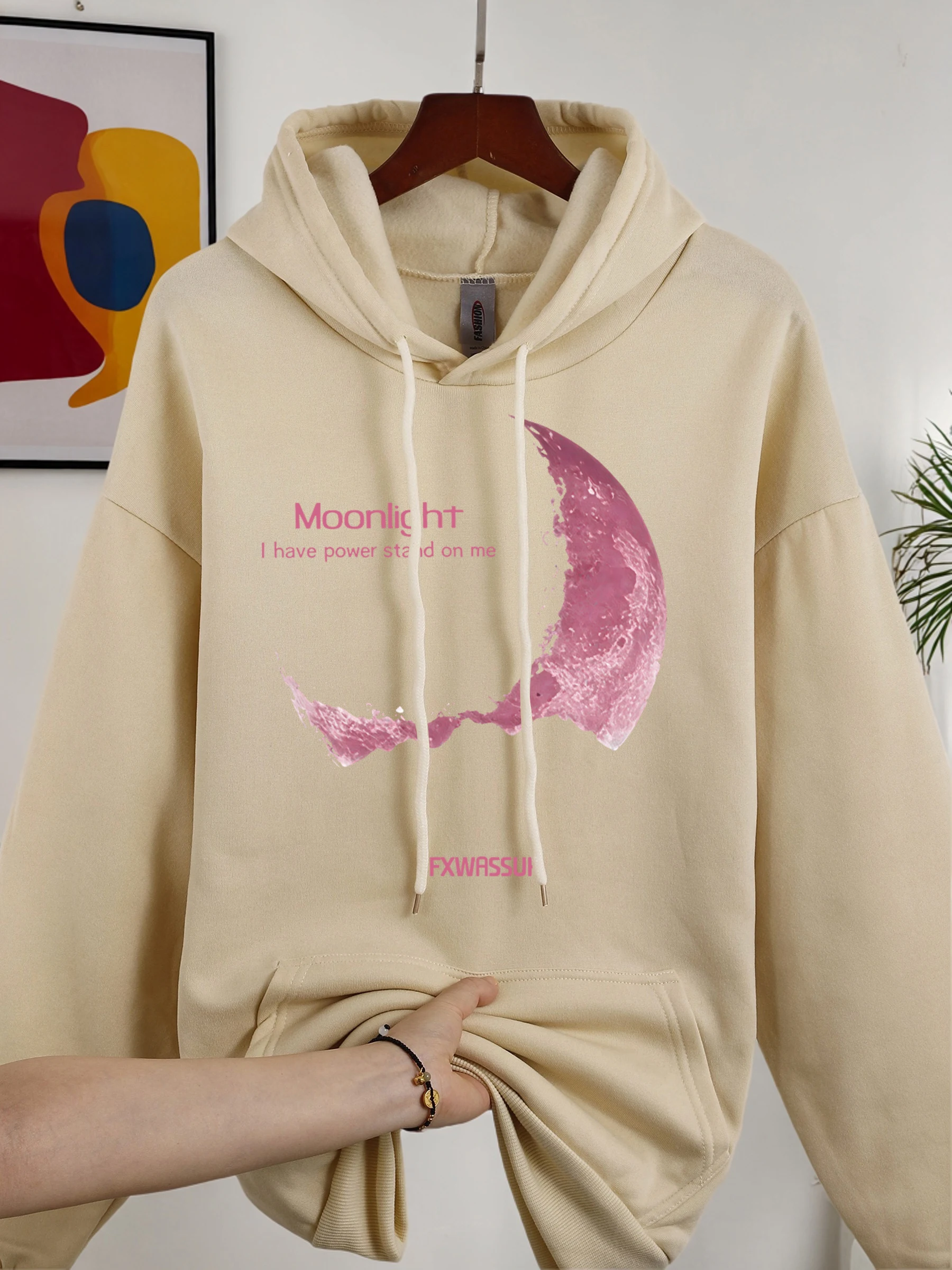 

Moonlight I Have Powe Stand On Me Толстовка Мужская флисовая повседневная свободная пуловер Одежда в стиле хип-хоп Унисекс Модные базовые толстовки