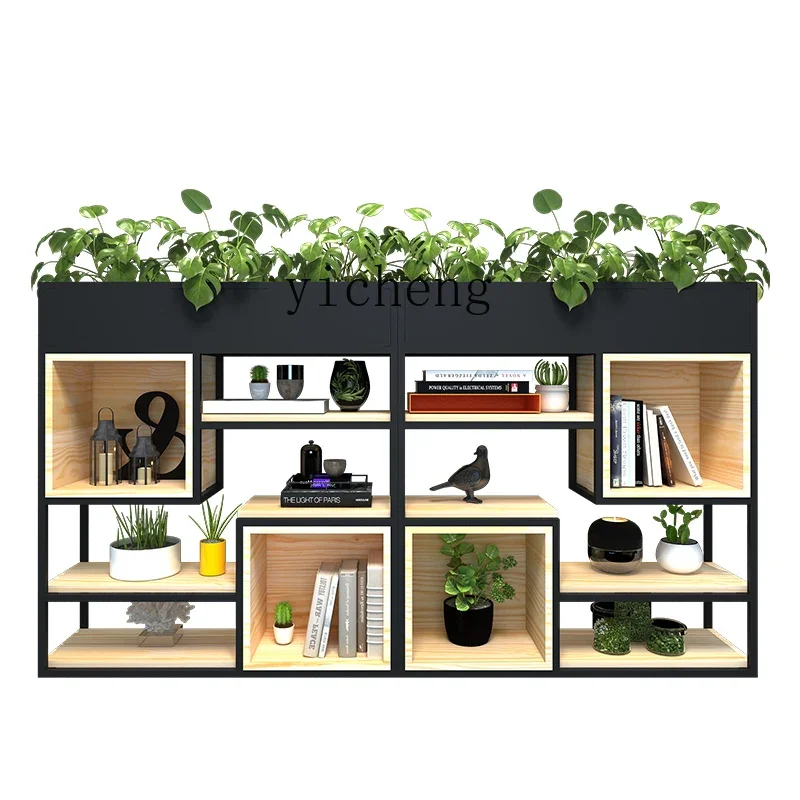 

XL Iron Flower Rack Shelf Green Radish Short Flower Shelf Partition Screens Bookshelf Solid Wood Partition