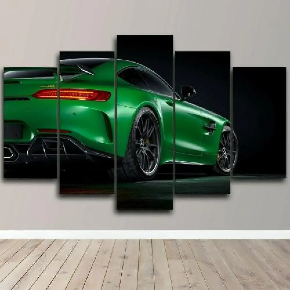 No Framed 5 Pcs Canvas Picture Print Wall Art Canvas Painting Wall Decor for Living Room  GREEN Luxury Car Poster