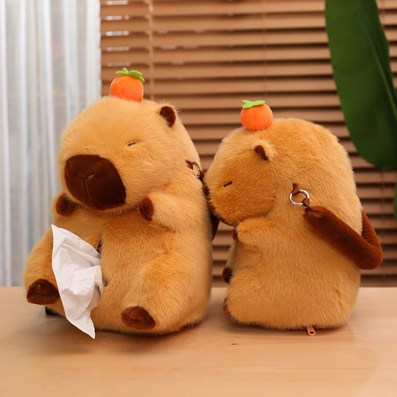 New 28/33CM Capybara Tissue Box Handbag Cartoon Stuffed Animal Bag Super Soft Dolls Girls Boys Funny Home Office Decor Pillow