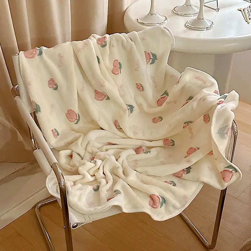 Korean Sweet Floral Blankets Four Season Nap Blanket Air Conditioner Soft Warm Одеяла Office Sofa Comfortable Cobertor Manta Ins