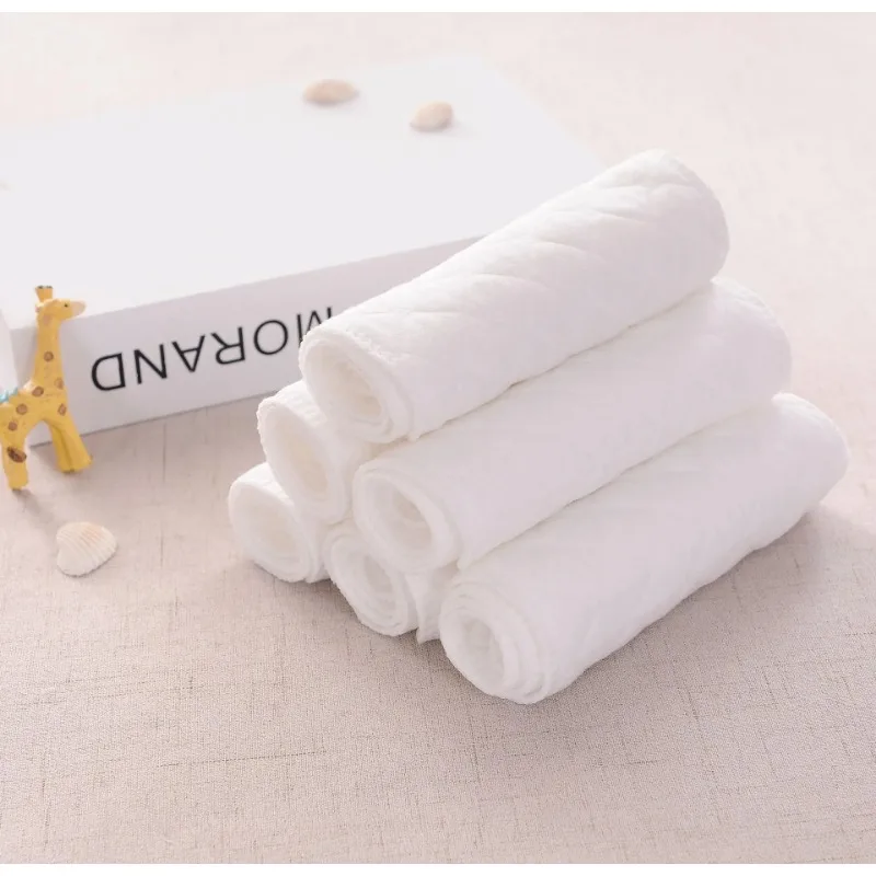 10Pcs Baby Diapers Reusable Washable Cotton Diaper Ecological Nappies Insert Cotton Cloth Breathable Absorbent Cloth Diapers