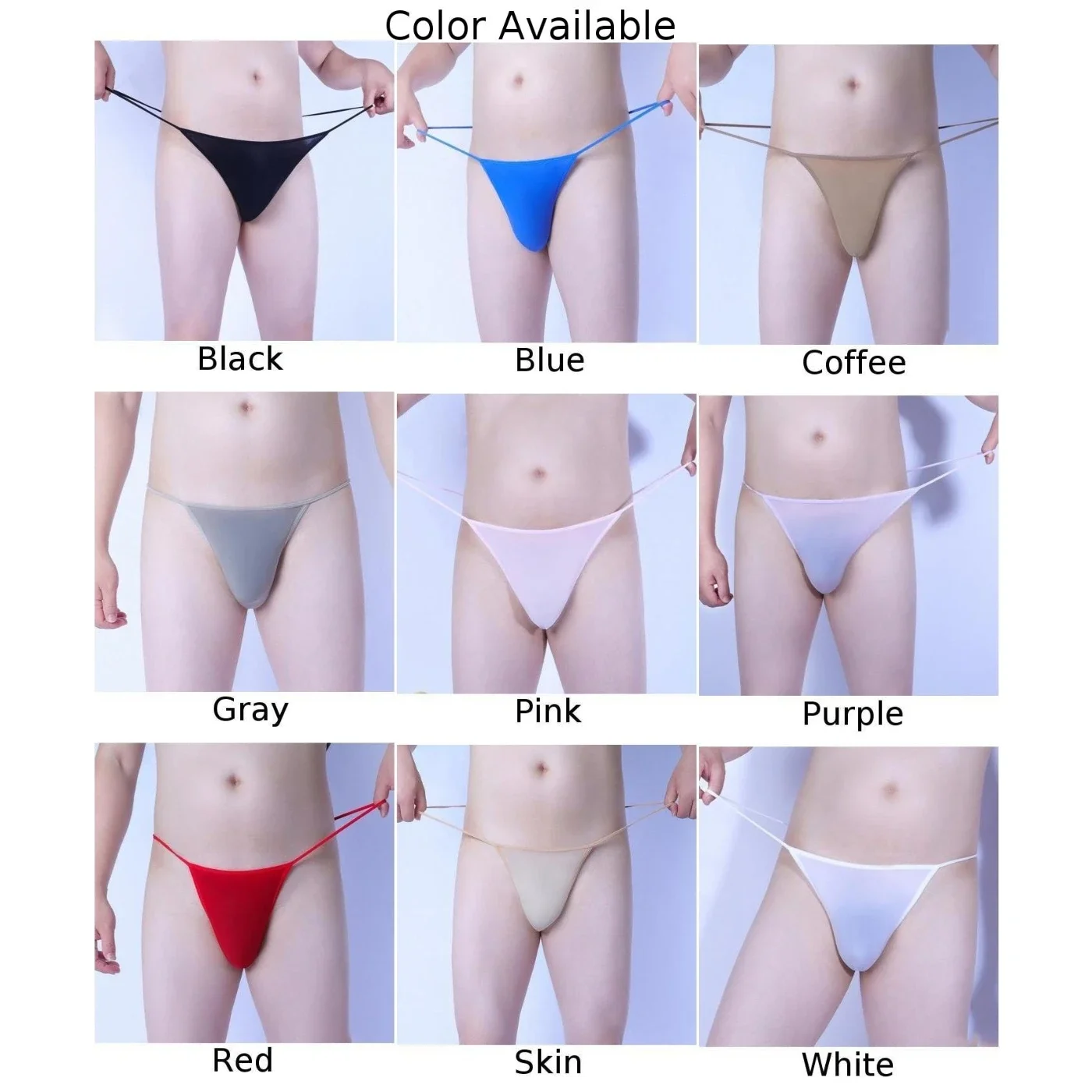 Men Thongs Sexy Briefs Underwear G-String Sissy Pouch Summer Men\'s Panties Sheer Stretch Smooth Solid Color Low Rise Underpants