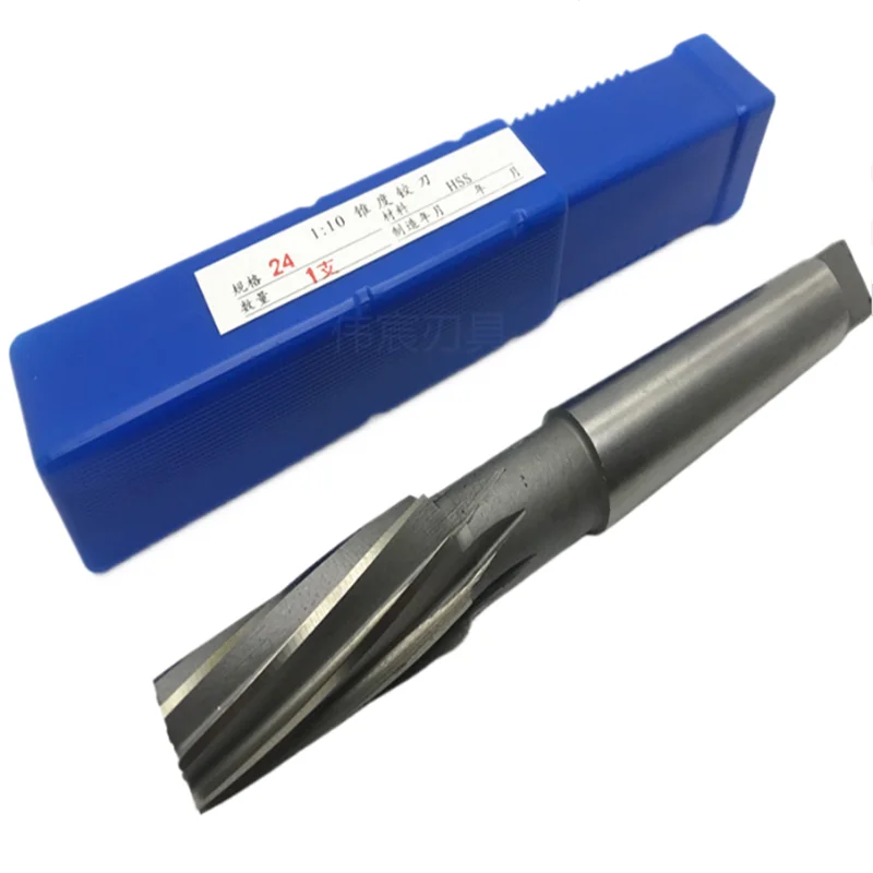 1: 10 spiral groove taper machine reamer HSS taper shank reamer 8-46mm, used for cutting and grinding holes in machine tools