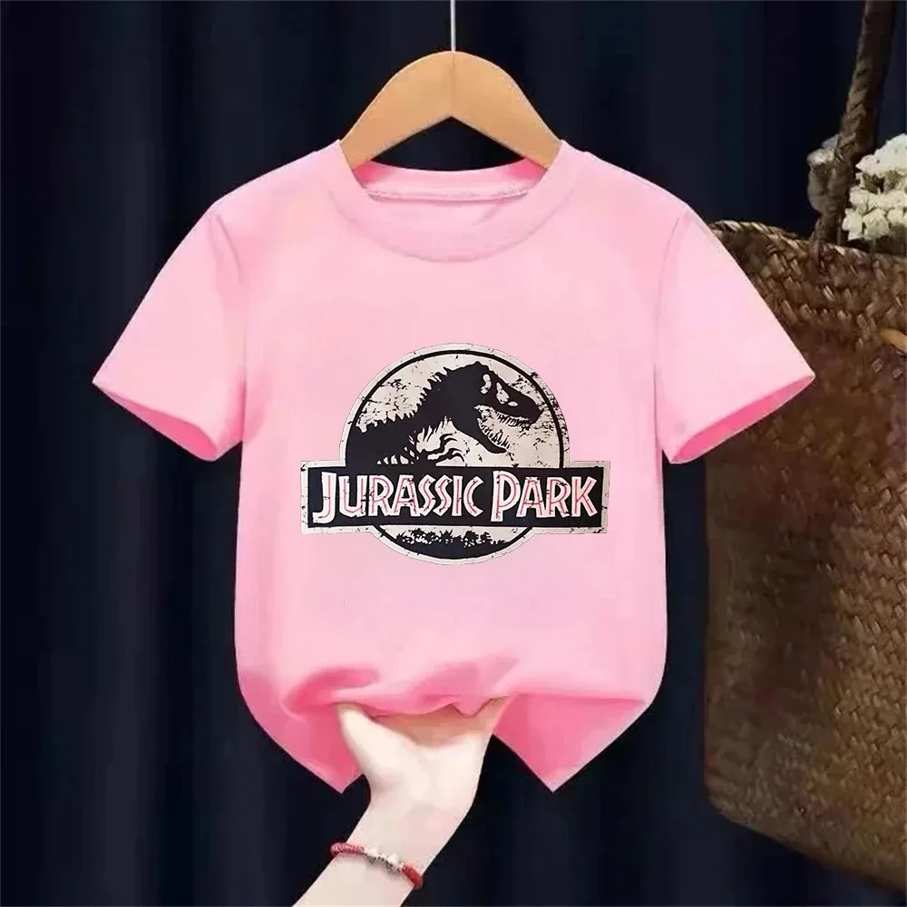 Camisetas Casuales con Estampado de Dinosaurios de Jurassic Park para Niños, Camiseta de Verano a la Moda, Adecuada para Niños y Niñas, de Algodón y Manga Corta