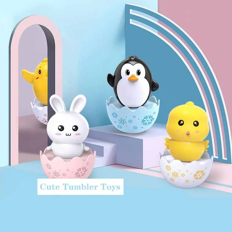 

Children's Early Education Puzzle Toys Cute Little Animal Tumbler Toys Cartoon Penguin Rabbit Chick With Rattles Tumbler Toys