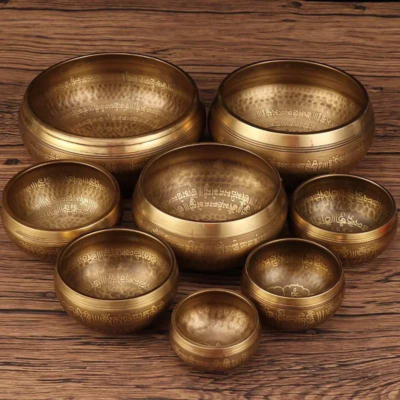 Tibetan Singing Bowl Buddhist Meditation Massage Yoga Chakra Nepal Singing Bowls Sound Healing Instruments with Accessories Gift