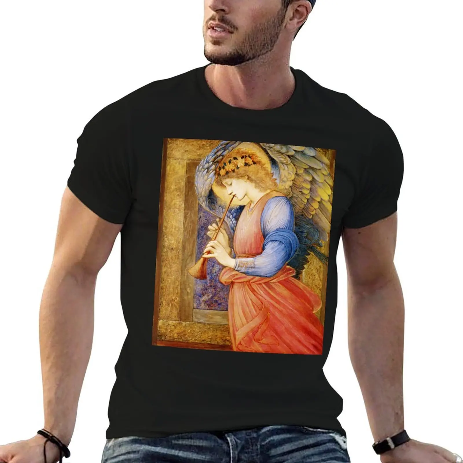 

Angel Gabriel Blowing His Horn vintage Religious art T-Shirt printed t shirts for man mens graphic t shirts T-Shirt