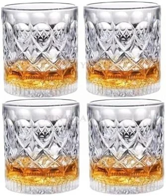 Whiskey Glasses, 11 OZ Crystal Old Fashioned Cups, Set of 6 for Cocktails, Scotch and Liquor, Total 4 Sets