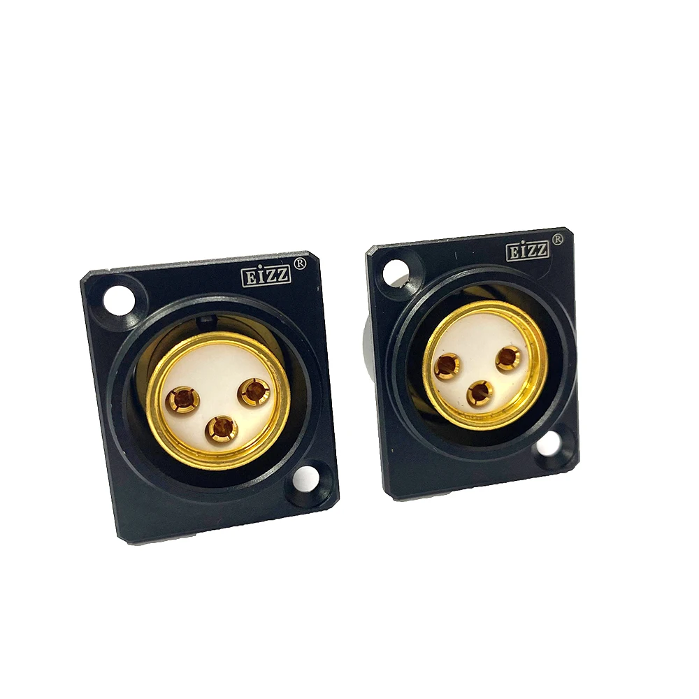 ขั้วต่อ XLR ตัวผู้ตัวเมียคุณภาพสูงปลาย3พินตัวขยายไมโครโฟนปลั๊กตัวแปลงทอง24K เทลลูเรียมทองแดงชุบ