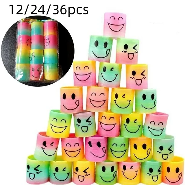 12/24/36szt Rainbow Magic Springs Circle Toys Gradient Color Fingertip Coils Funny Kid Toy Halloween Party Favors Christmas Gift