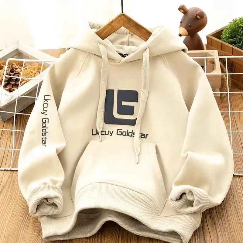 Winter Girls Boys Warm Hooded Fleece Lined Sweatshirt Jackets School Kids Track Hoodie Child Workout Jumper Coat Tops 3-16 Years