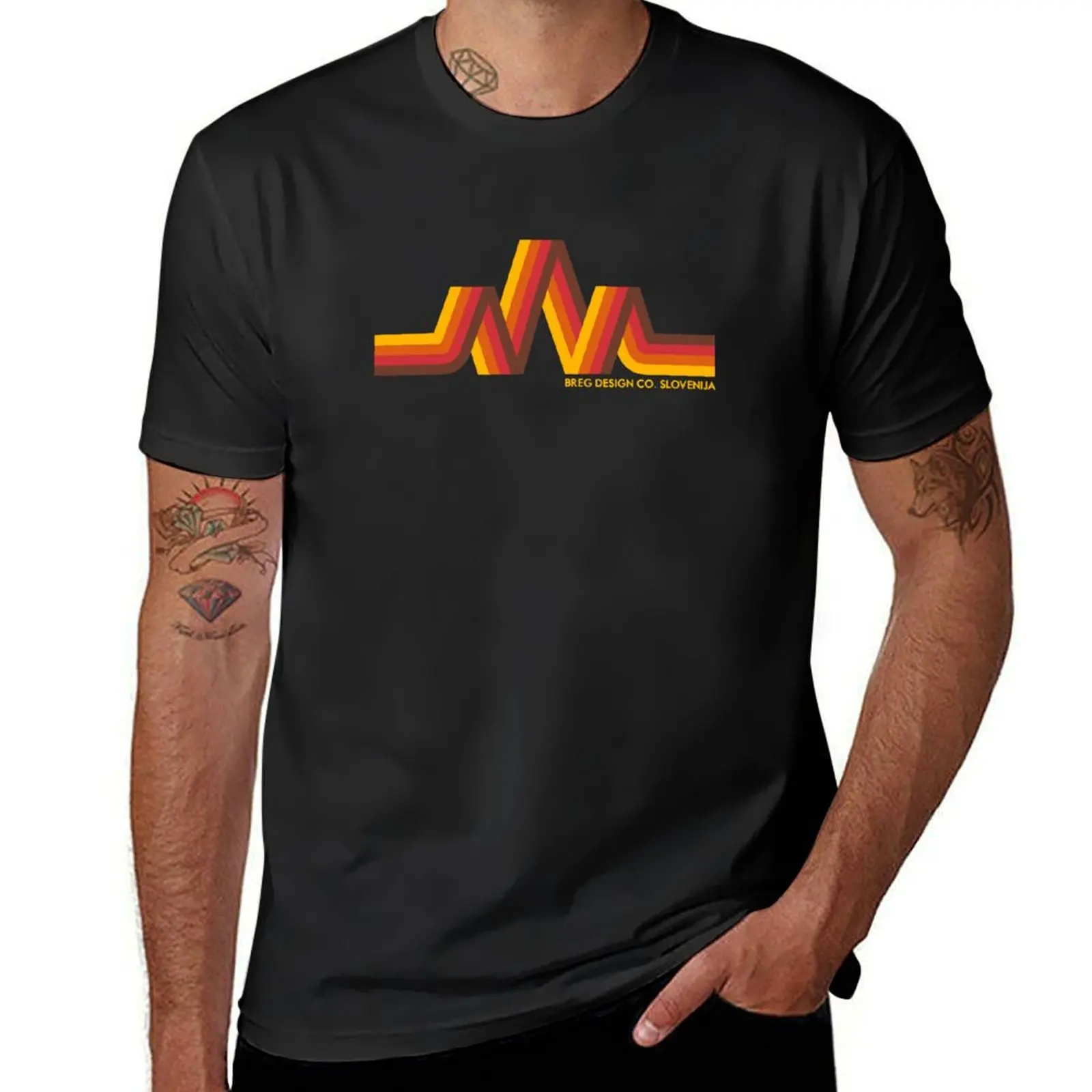 Triglav Mountain Slovenia - BREG Design Co - retro stripe T-Shirt kawaii clothes blacks t shirt men