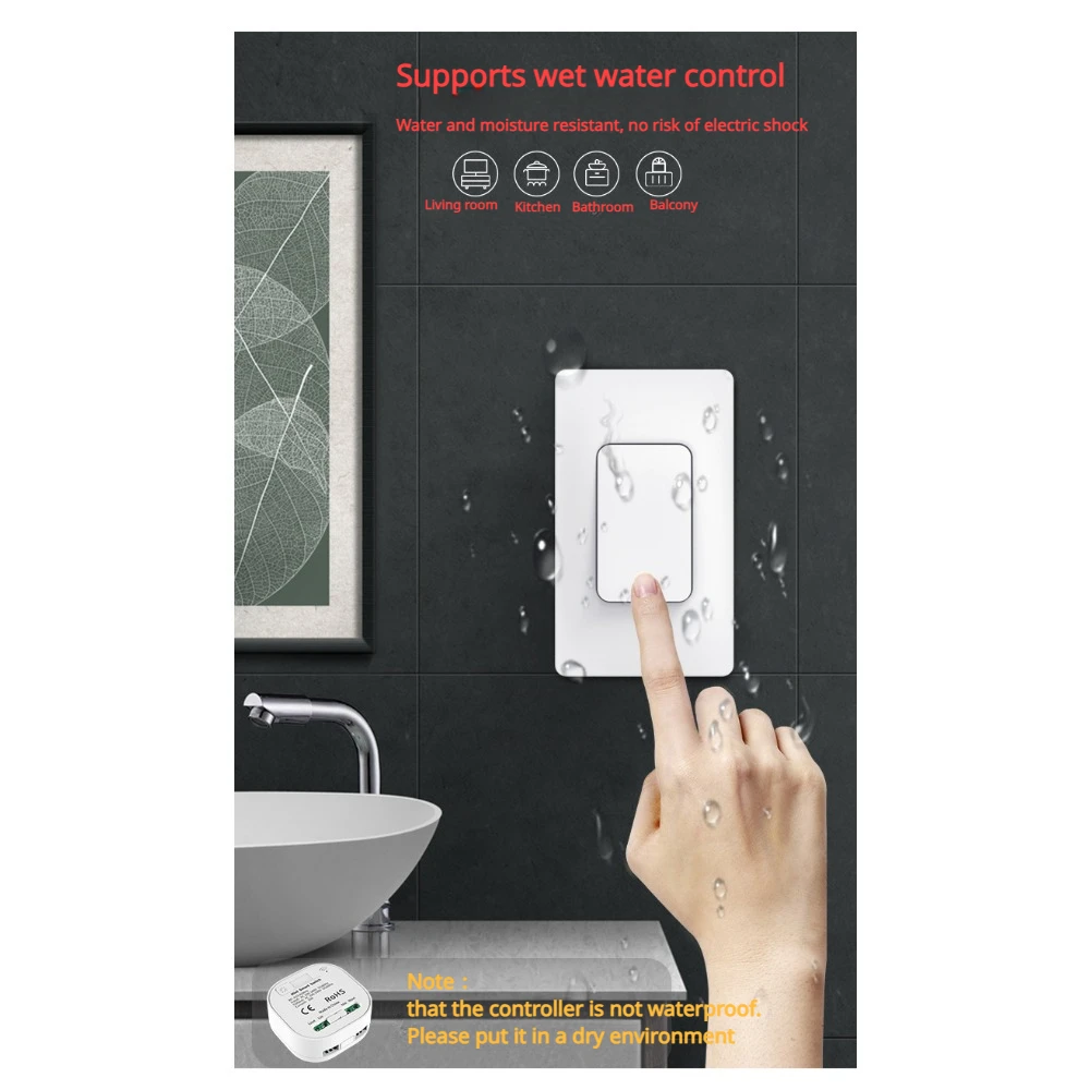 Rebound Self-generated Battery-free Wireless Remote Control 1 Gang Switch with Mini Receiver RF Radiofrekvens 433MHz for Lamp