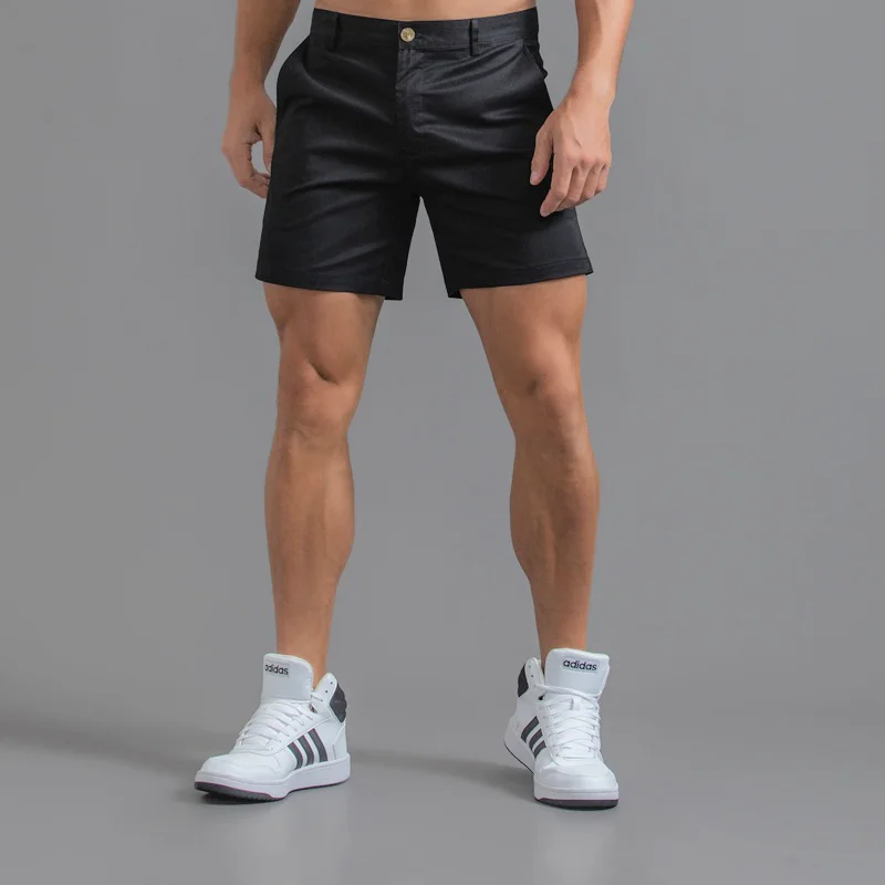 Pantalones cortos informales para hombre, Shorts ajustados, sexys, de algodón puro, resistentes al agua y al desgaste, Color sólido, verano, 2024