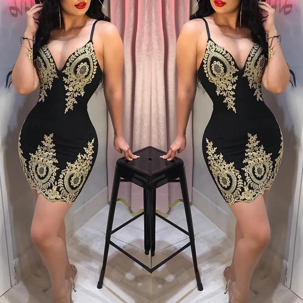 

Ladies' Summer New Style Hot Sale Party Off-shoulder Dress, Strappy Slim Mini Skirt, Lace Sexy V-neck, Tight's Short Skirt