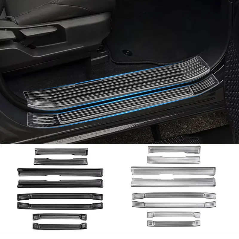 For TOYOTA TACOMA 2024 2025 Carbon Fiber Car Door Sills Anti-Scuff Stickers Threshold Trim Strips Welcome Pedal Auto Accessories