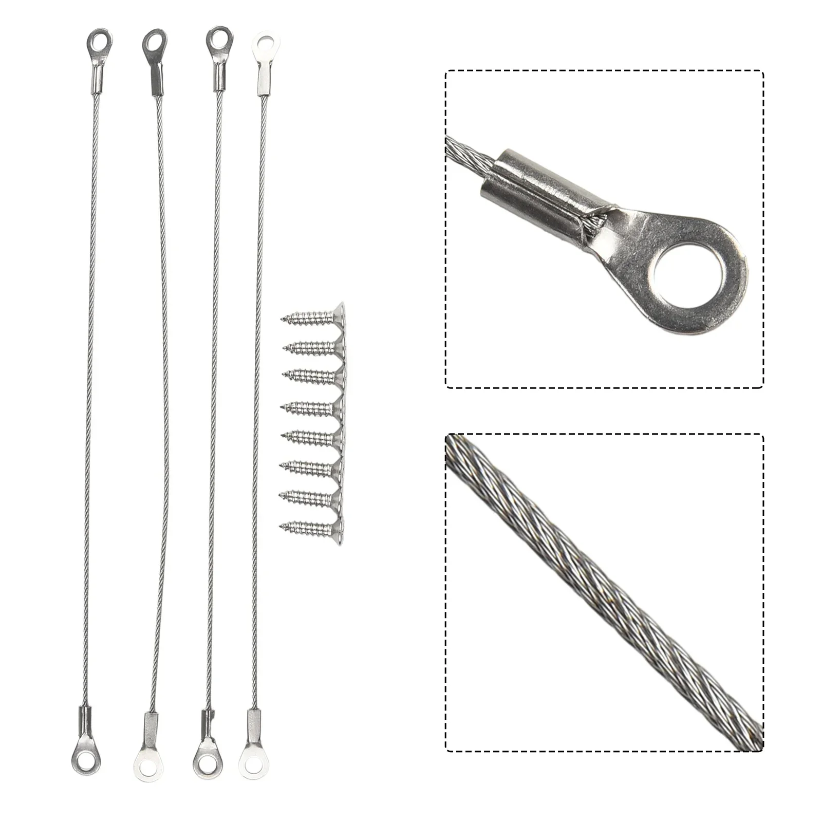 4pcs Door Cabinet Restraint Braided Cable Hinge Stainless Steel Limiter Swing Opening Angle Flexible Braided Limiter Household