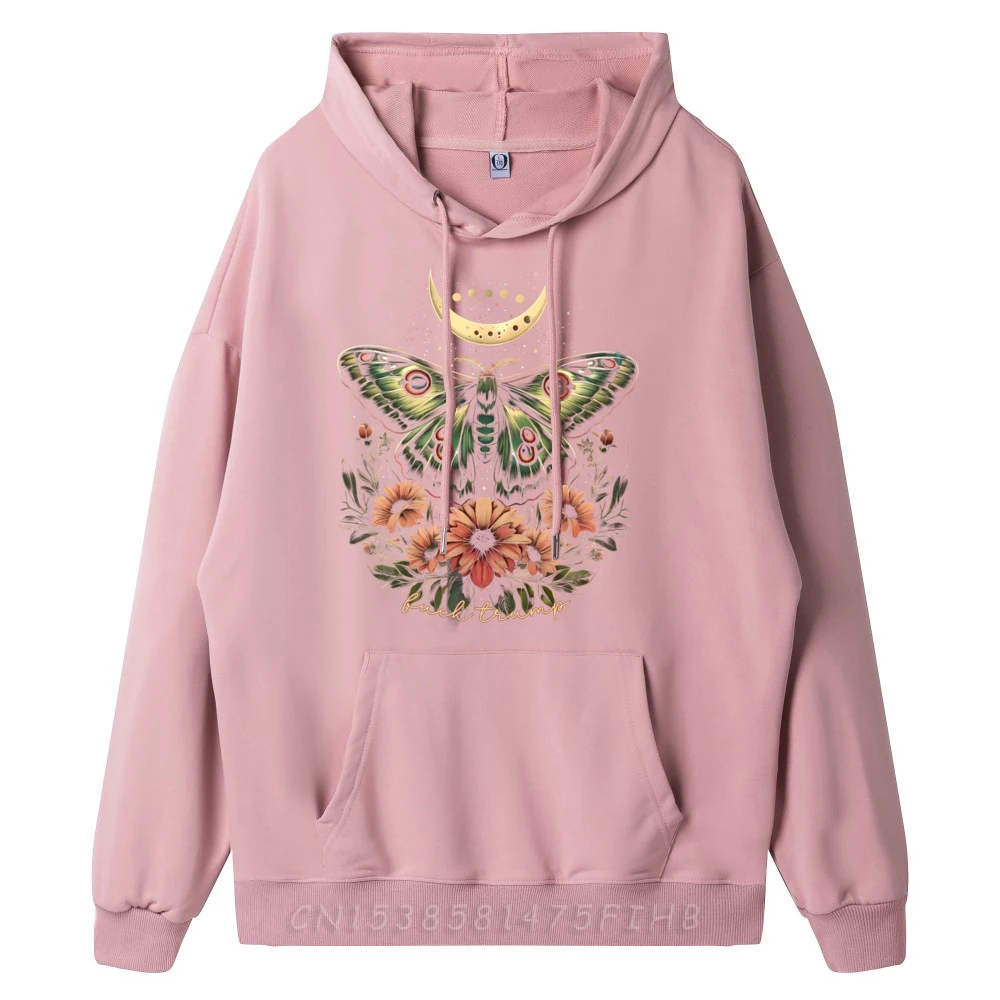 Celestial Luna Moth Subtle Anti Crew Neck Hoodies Valentine Day Normal Hoodies Long Sleeve Special Sweatshirt Mens