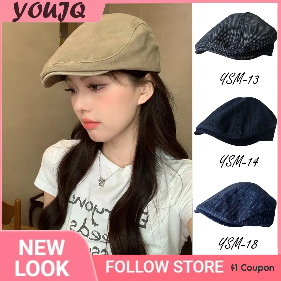 S-XL Vintage Spring Summer Linen Newsboy Cap Breathable Militray Beret Men's Women Literary Retro Hat England Male Forward Hats