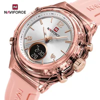 NAVIFORCE relojes para Mujer nuevo diseño Esfera pequeña deporte señoras 5ATM impermeable cuarzo LCD pantalla Digital Reloj de pulsera RelojMujer