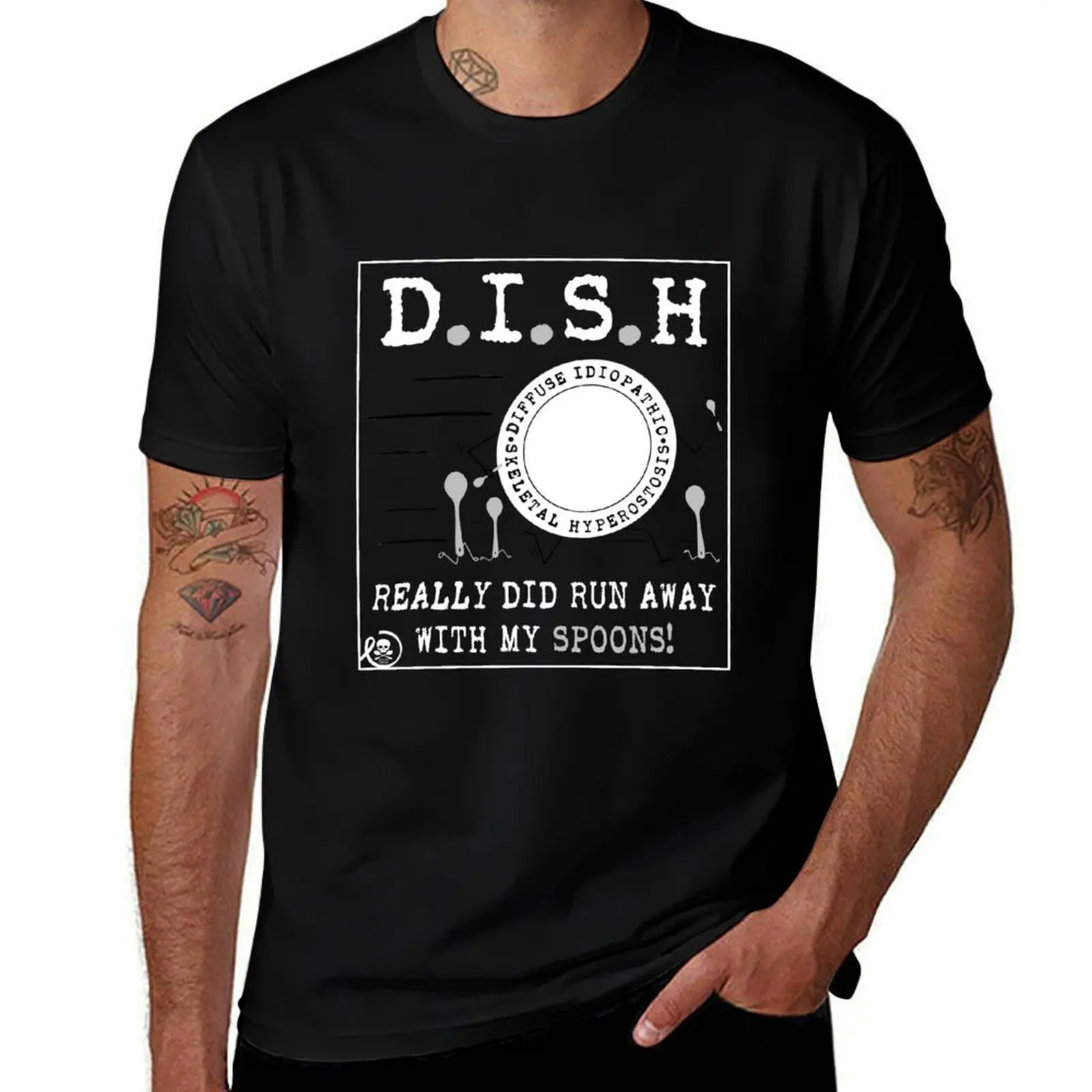 Spoonie Species: DISH ran away with SPOONS (asphalt) T-Shirt Casual Loose Fit Summer Tee Shirt T-Shirt