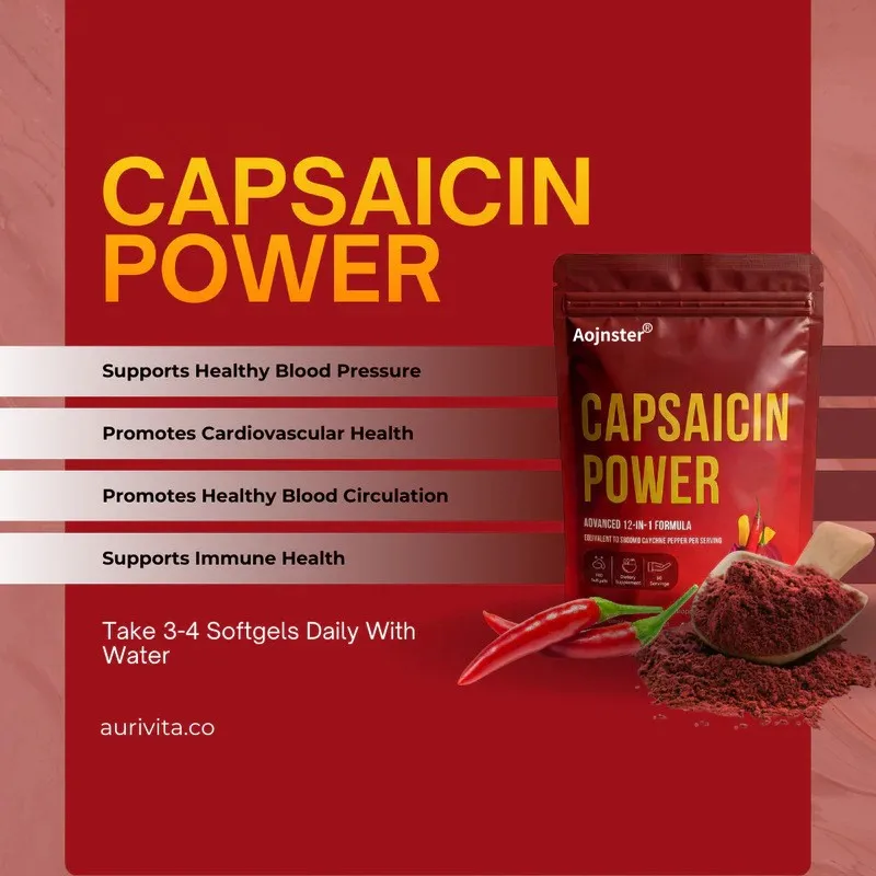 Aojnster Capsaicin Power Softgels, Advanced 12-in-1 Formula, Cayenne Pepper, Beetroot, Black Pepper, 240 Softgels