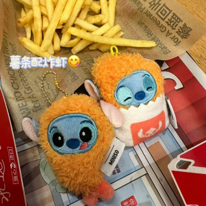 Echte Cartoon Stich Gebratene Garnelen Plüsch-schlüsselanhänger Anhänger Cartoon Kawaii Puppe Spielzeug Rucksack Hängen Ornament Dekor Nettes Geschenk Spielzeug