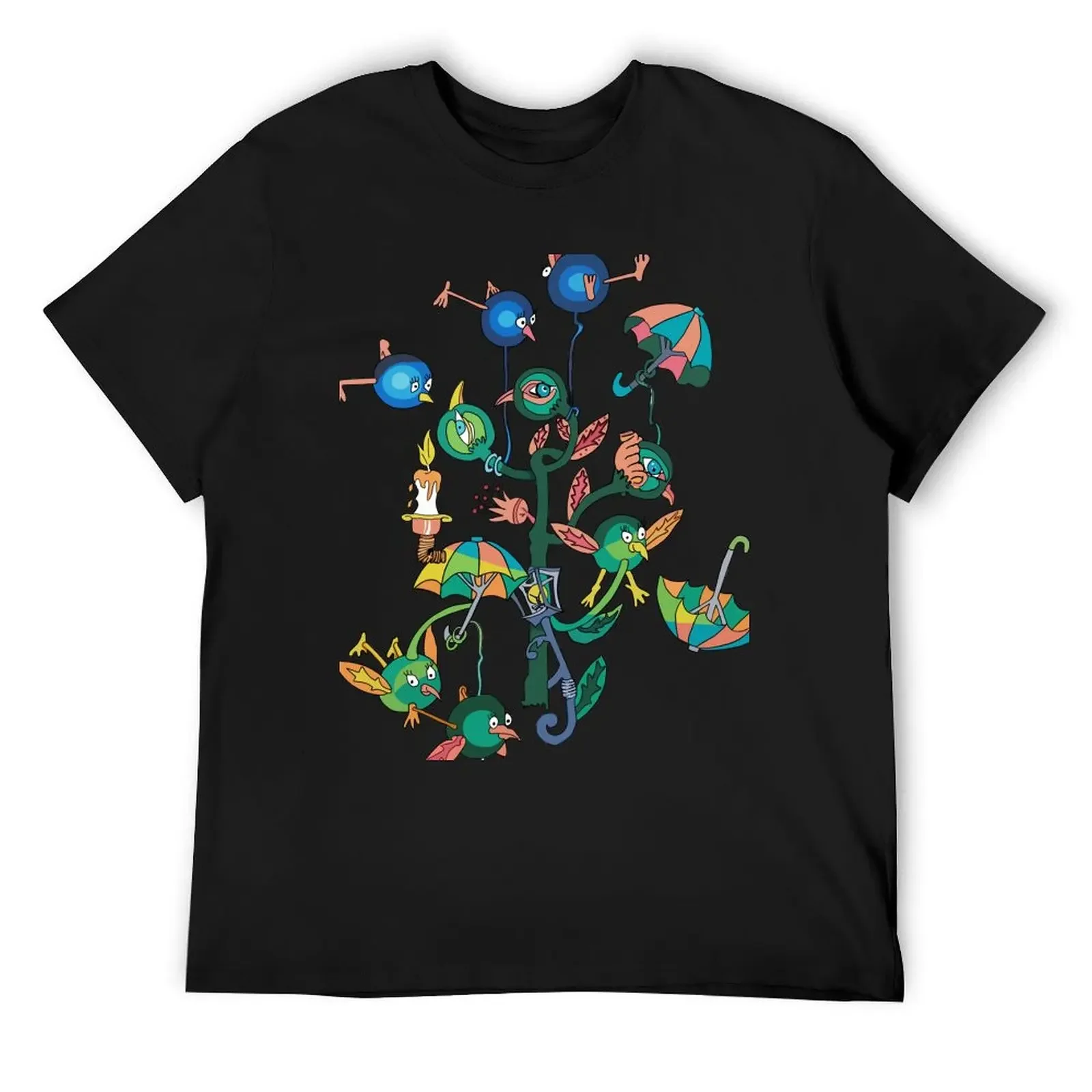 

Bird tree and umbrellas T-Shirt oversized t shirt summer tops Short sleeve tee heavyweight t shirts for men