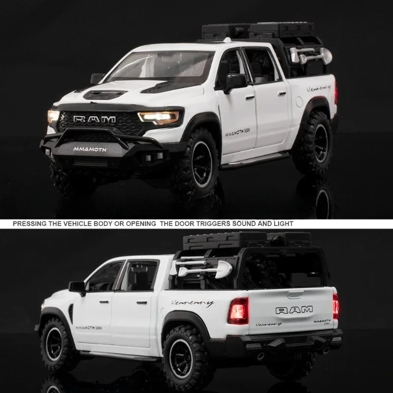 Simulation 1/32 Scale Mammoth 1000 TRX pickup off-road vehicle Model With Sound Light Pullback Children Diecast Toy Car Gift