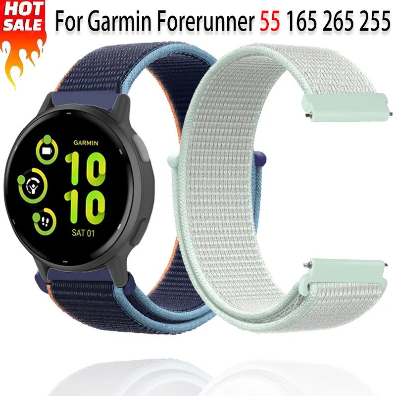 

20mm 22mm Nylon Strap For Garmin Forerunner 55 165 265 255 Replacement wristband for Gramin Active 5/Vivomove Trend/Vivoactive 5