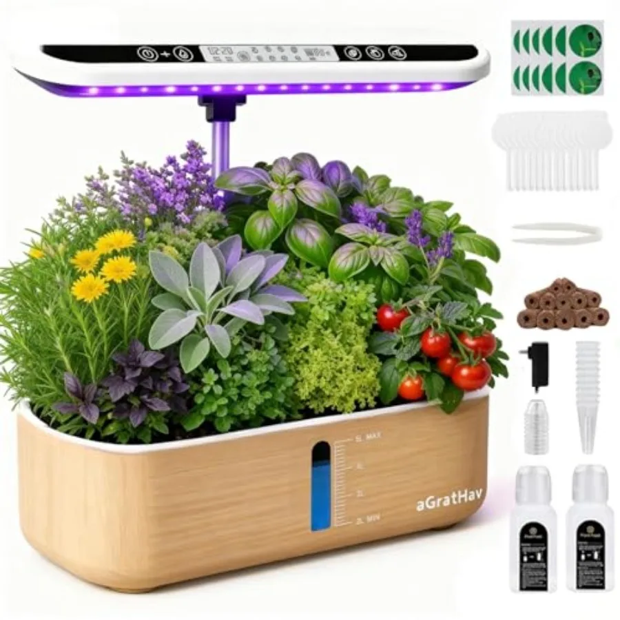 

Hydroponics Growing System Kit Indoor Herb Garden 14 Pods Upgraded LCD Display LED Grow Light Quiet Smart Water Pump Automatic