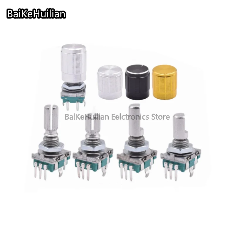 

(100 pcs/lot)EC11 rotary encoder/encoding switch/digital potentiometer 15/20mm plum blossom half shaft 5-pin switch