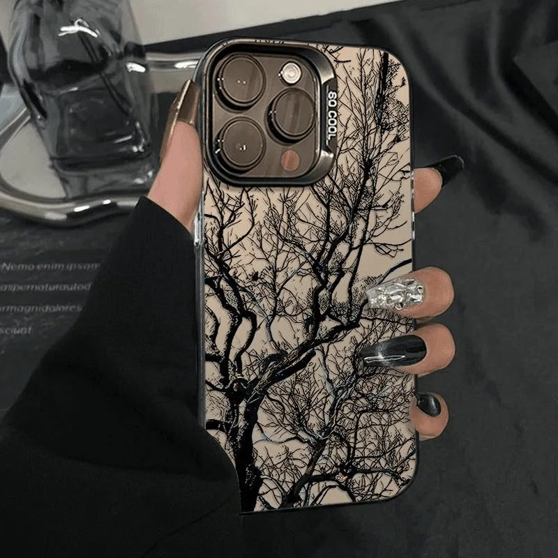 Funda para Teléfono con Silueta de Rama de Árbol Vintage para iPhone 17 16 15 14 Plus 13 12 11 Pro MAX 17 Air 16E, Cubierta Gótica Antigolpes