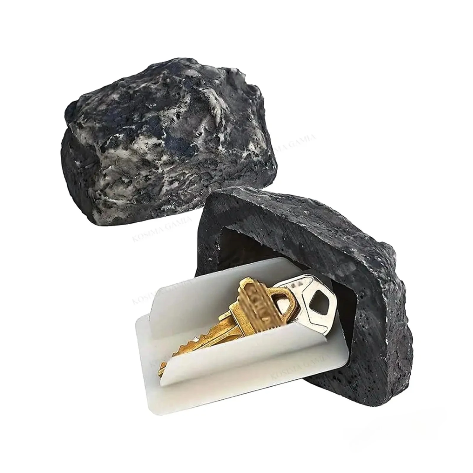2026 New Dark Color Outdoor Garden Hidden Key Box Simulation Stone Security Safe Storage Fake Rock Hide Spare Key Holder
