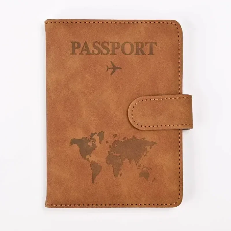 Funda de pasaporte de cuero PU para hombres y mujeres, soporte de pasaporte de viaje con tarjetero, funda protectora de billetera