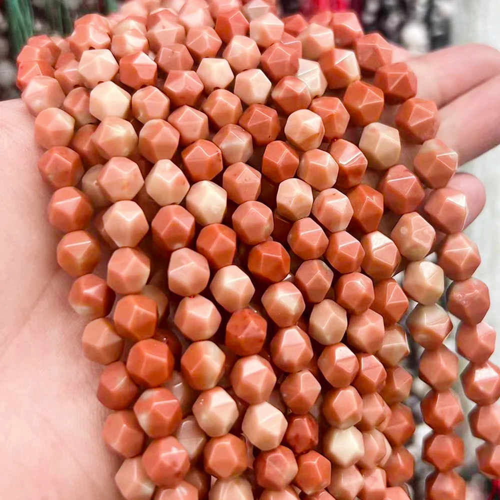 

Natural Inlaid Peach Blossom Heartwood Stone Peach Blossom Jade 6/8/10mm Irregular For Jewelry Making DIY Bracelet Necklace