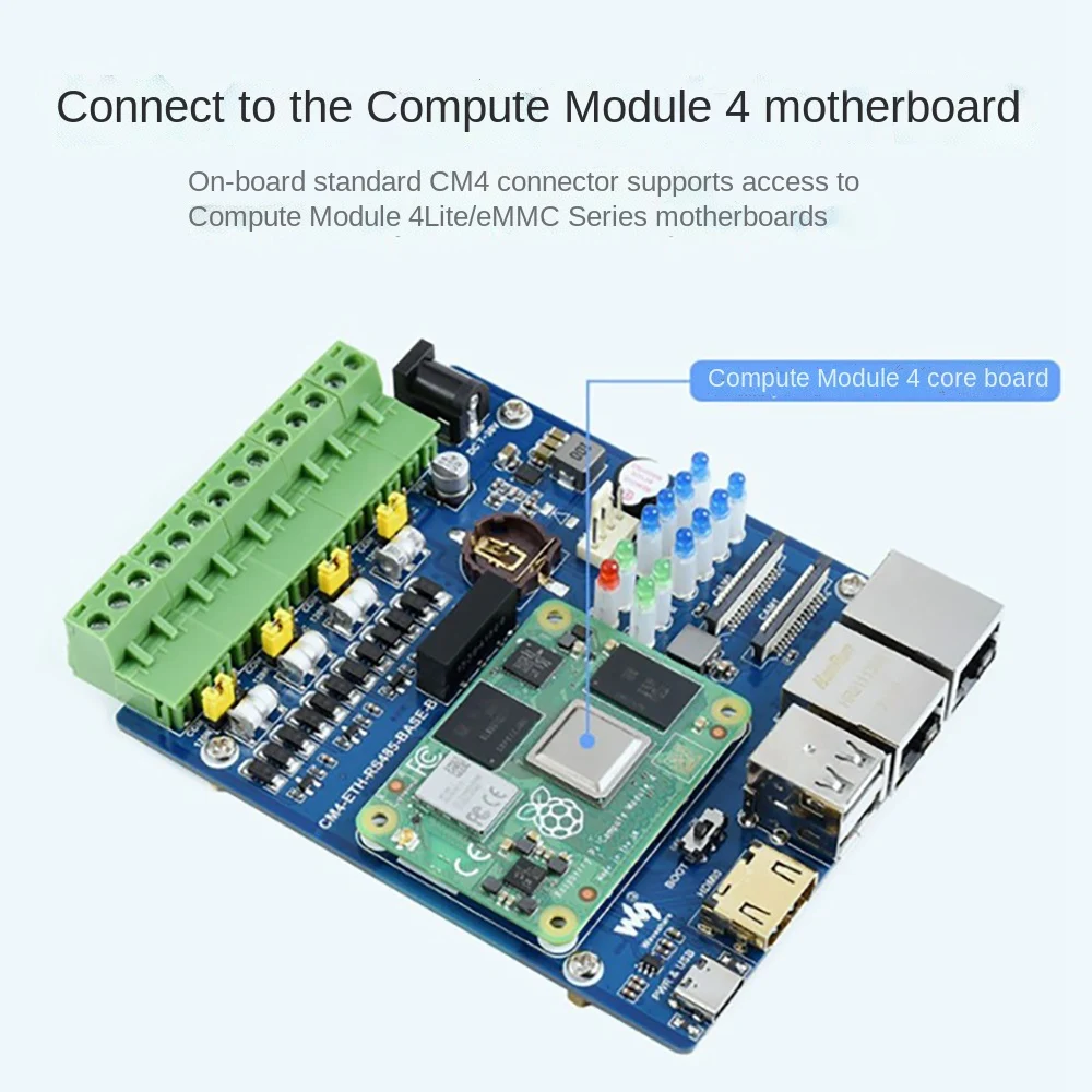 Waveshare RS485 Expansion Board for Raspberry Pi CM4 Dual Network Port Four-Way Isolated RS485 Gigabit Ethernet USB2.0 Expansion