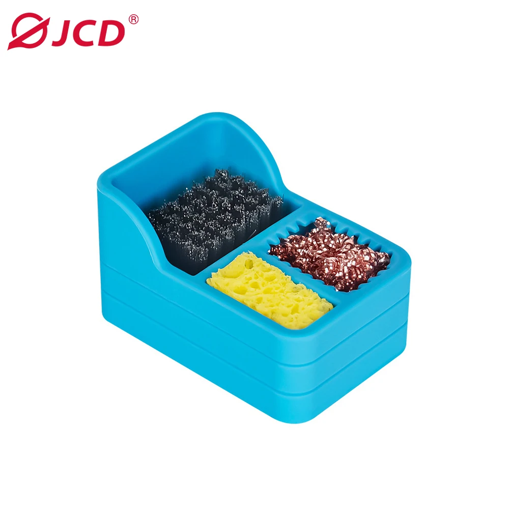 3 IN 1 Soldering Iron Tips Cleaning BOX Steel Brush Sponge Copper Wire 3 Clean Modes Welding Head Tin Slag Remove Cleaner Tool