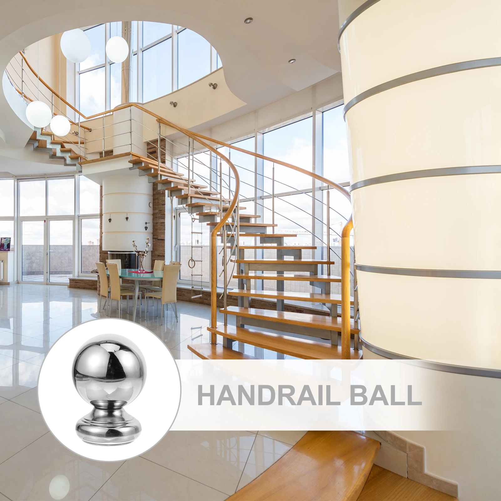 

Stainless Steel Handrail Ball Stair Railing Finial Durable Metal Banister Ball Decorative Stairway Rail Component Hardware