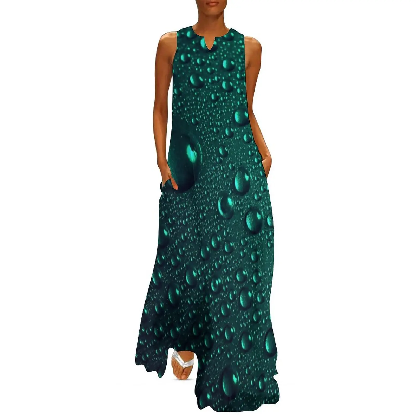 Green Water Drops Long Dress dresses for women 2025 summer dress woman 2025 trendy Women dresses summer