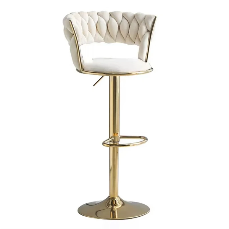 360 ° rotating and height adjustable bar stool, luxury backrest stainless steel, suitable for hotel cafes