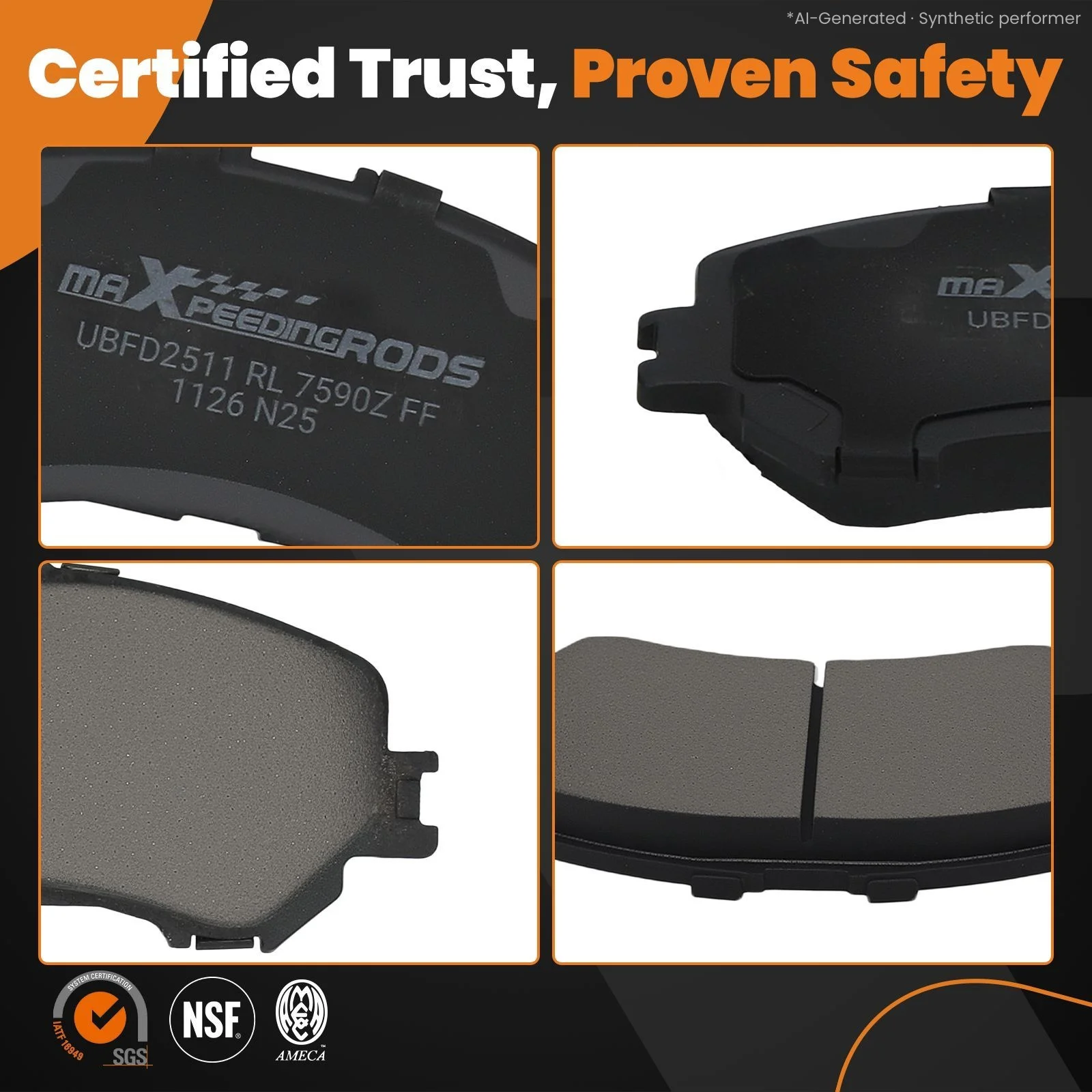 Front L&R Ceramic Brake Pads Kit for Nissan Rogue 2014-2020/Rogue Sport 2017-22