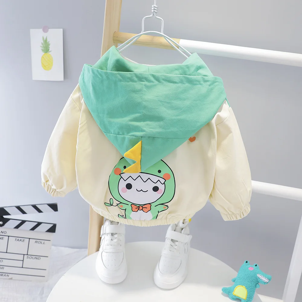 Boys and Girls Autumn New Cartoon Color blocked Jacket Windbreaker Cute Zipper Jacket for Children 1418