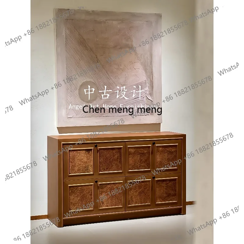 

Medieval style designer household solid wood dining side cabinet French creative entrance locker