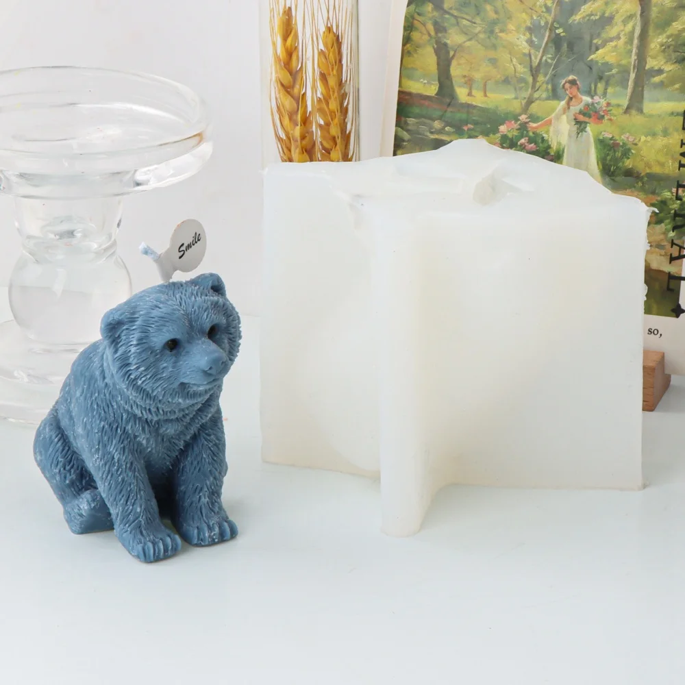 Bär Silikon Kerze Form Sitzender Bär Silikon Seife Form DIY Harz Gips Statue Formen für Home Dekoration Handgemachte Geschenke