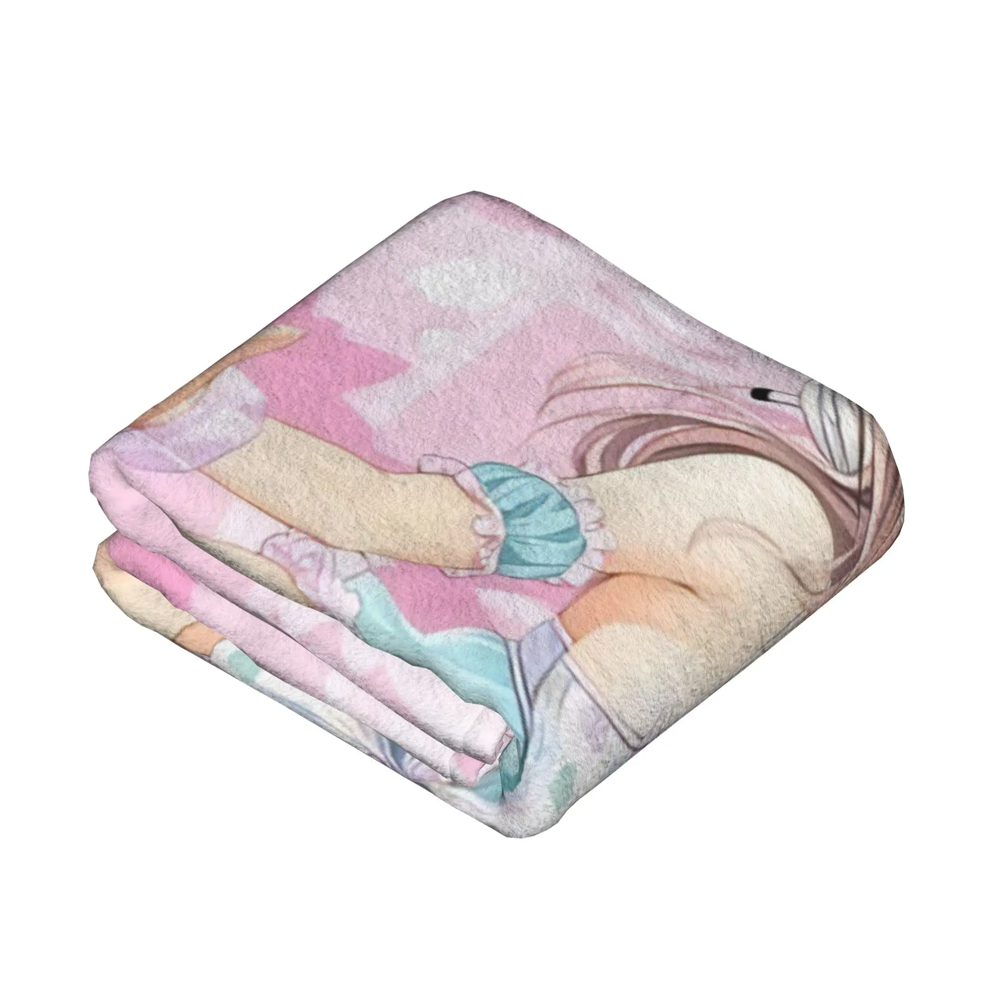 Kawaii S-Son-icos الموسيقى فتاة بطانيات قطيفة مضحك رمي البطانيات ل أريكة تتحول لسرير الأريكة 125*100 سنتيمتر البساط قطعة