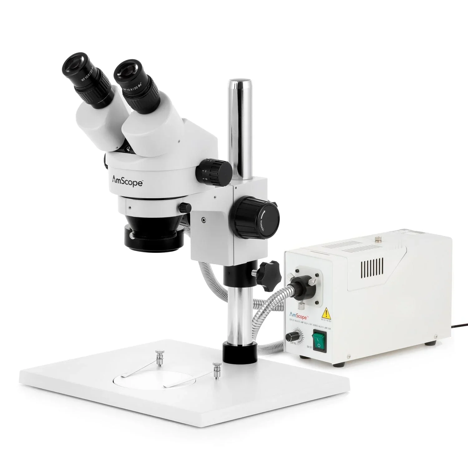 Microscopio con zoom per ispezione AmScope 7X-45X con illuminatore ad anello in fibra ottica